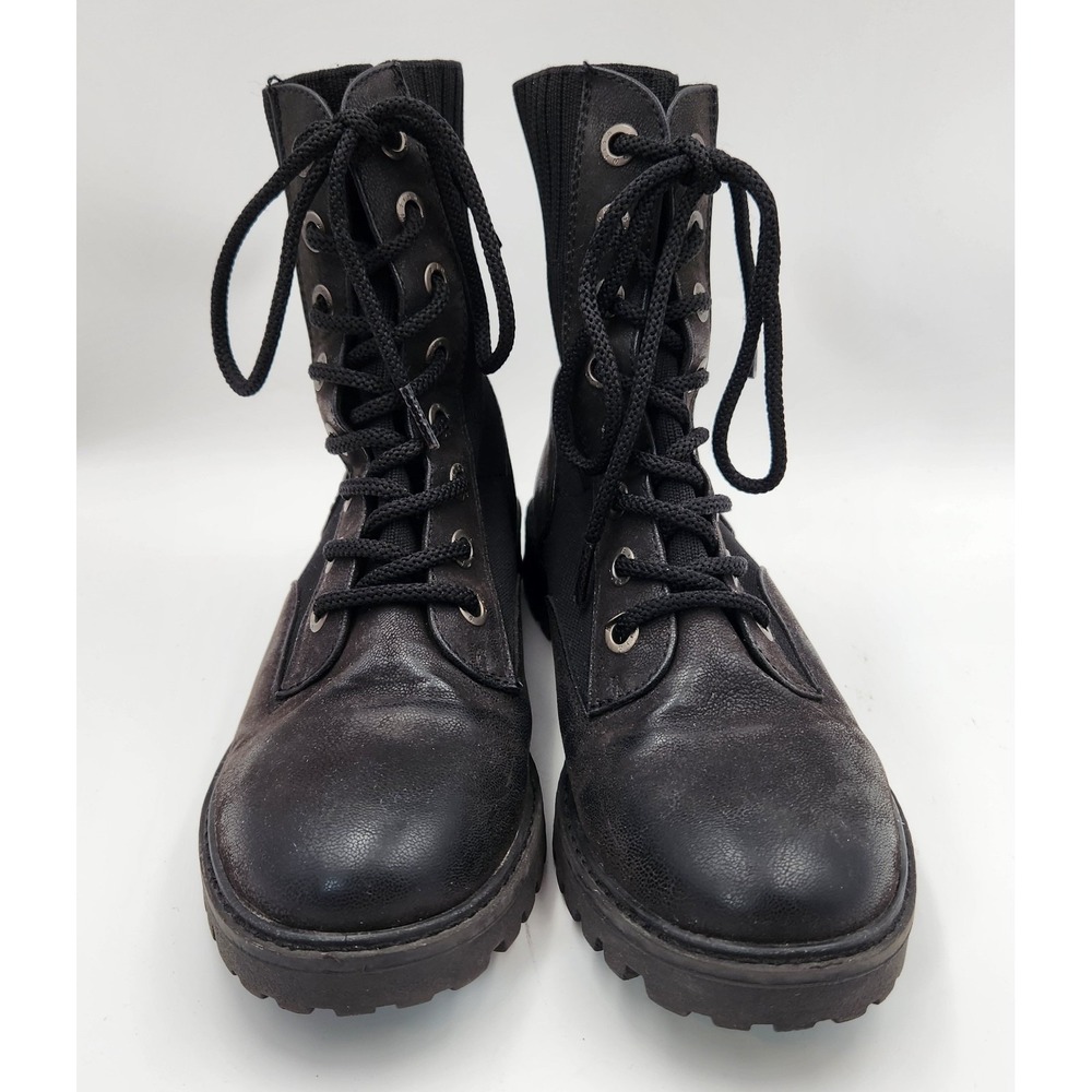 Blowfish Malibu Biker Womens US 8.5 Black Leather Round Toe Lace Up Ankle Boots